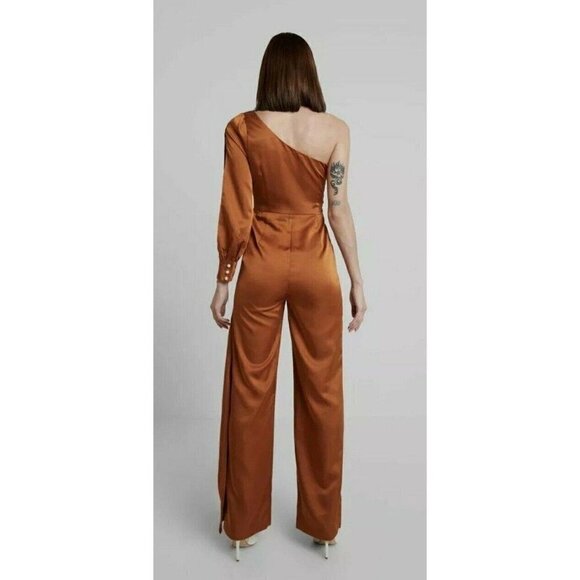 Foxiedox Rust Winter Satin Jumpsuit Bishop Sleeve NWT MEDIUM - Picture 4 of 4